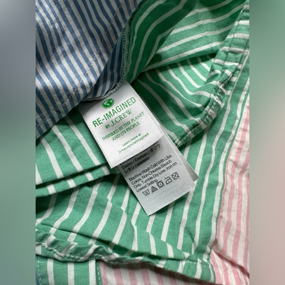 J. Crew Striped Color Block Shirt Dress W/ Belt - Picture 10 of 12